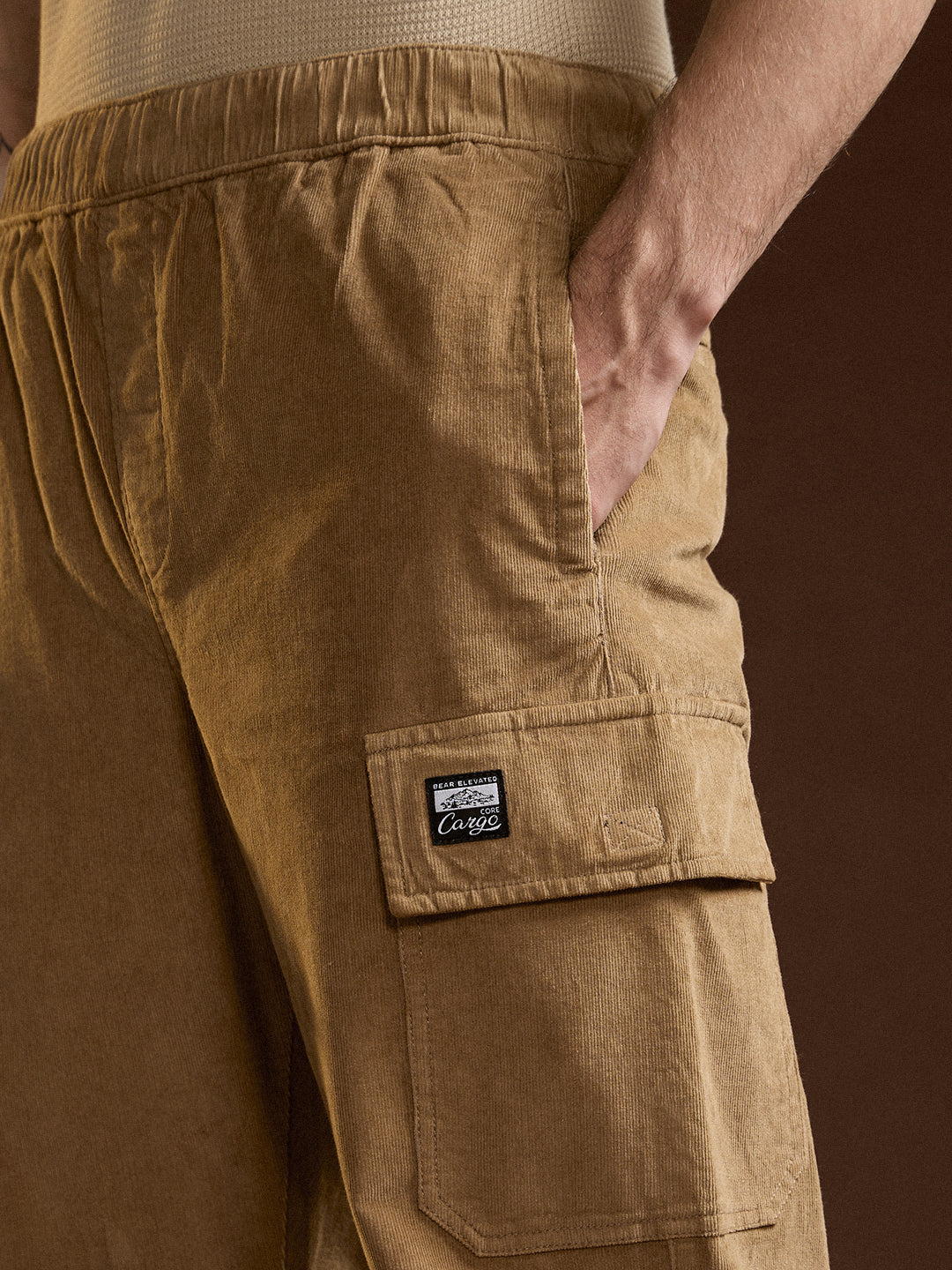 brown solid baggy fit stylish corduroy cargo pant brown solid baggy fit stylish corduroy cargo pant