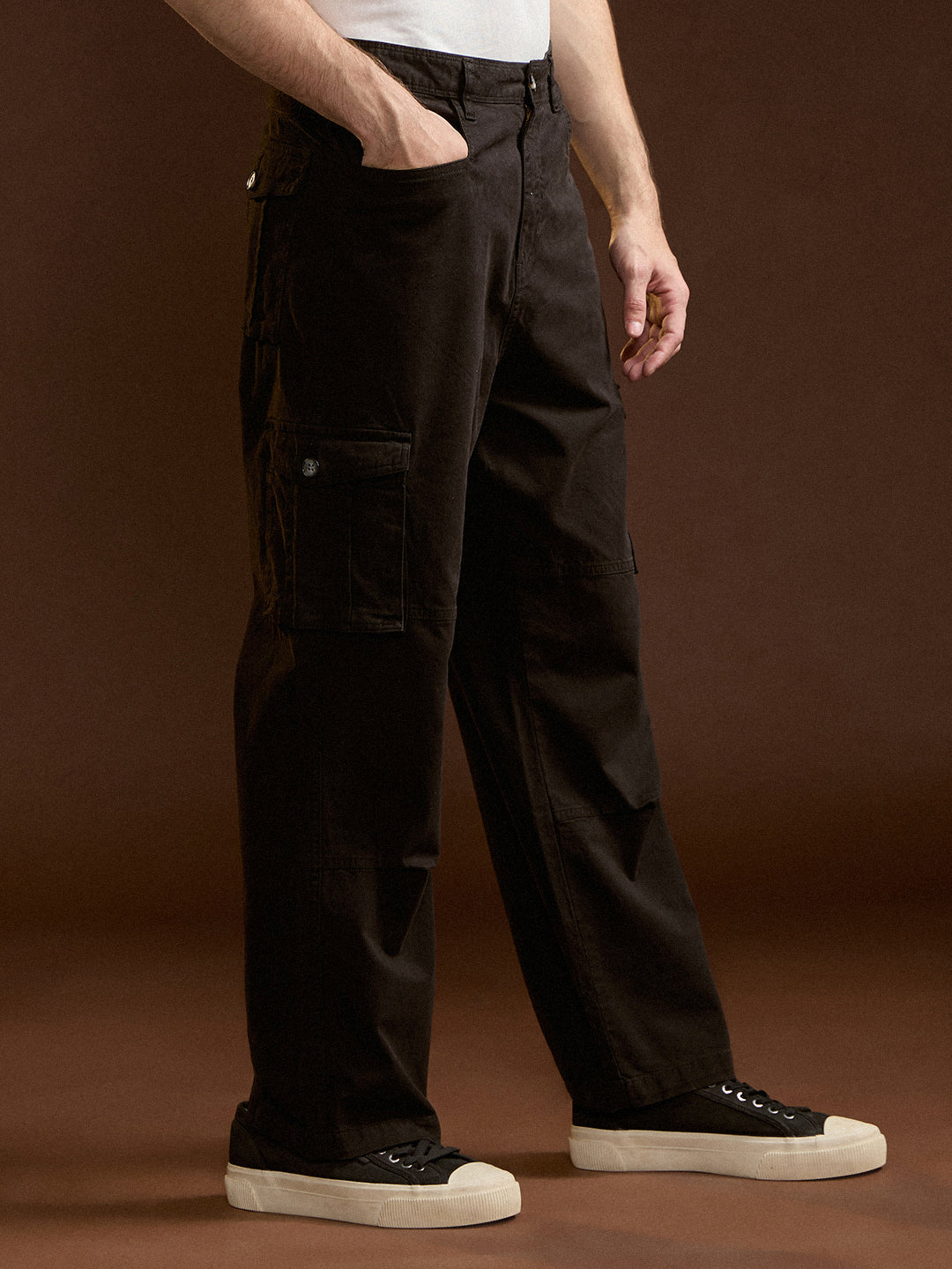 black solid straight fit functional & stylish cargo pant black solid straight fit functional & stylish cargo pant