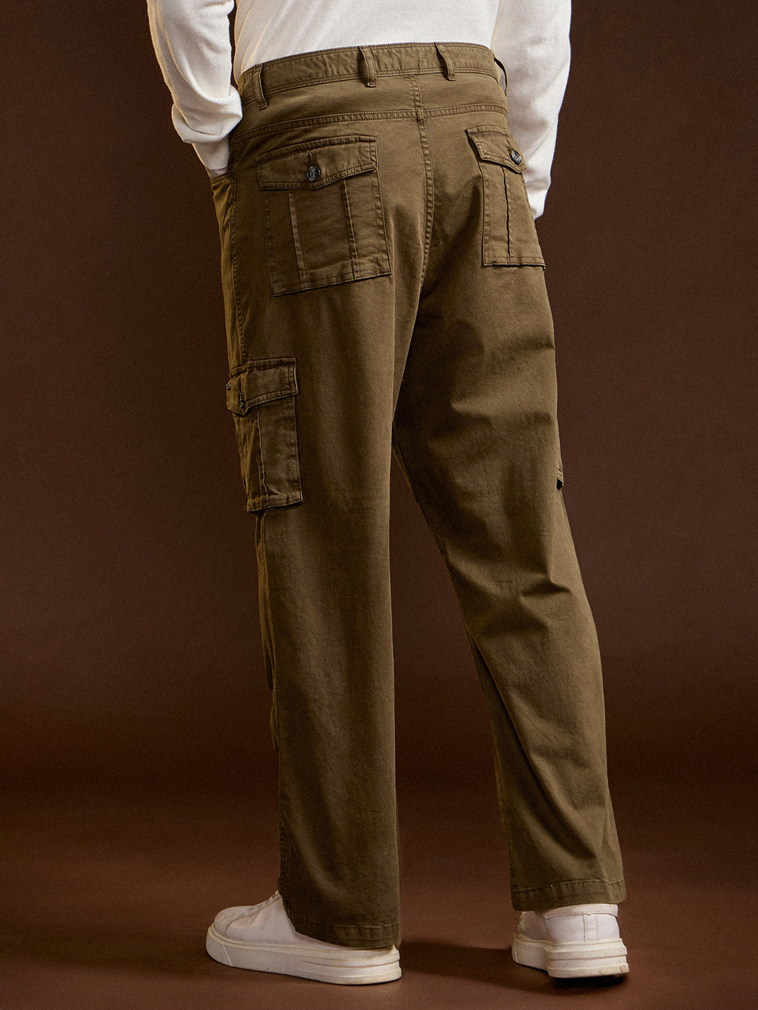 brown solid straight fit functional & stylish cargo pant brown solid straight fit functional & stylish cargo pant