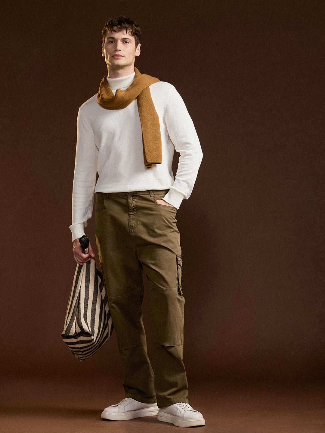 brown solid straight fit functional & stylish cargo pant brown solid straight fit functional & stylish cargo pant