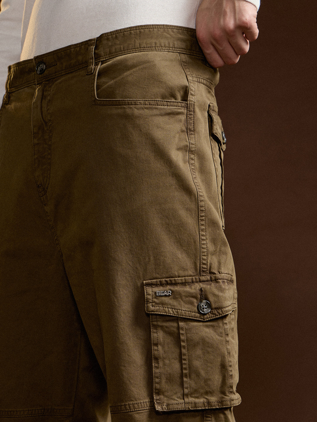 brown solid straight fit functional & stylish cargo pant brown solid straight fit functional & stylish cargo pant