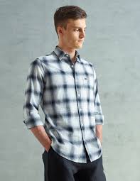 slim fit tartan check shirt for men