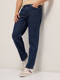 med blue 5 pocket midrise, comfort and straight fit jeans