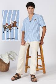 sky blue stripe embroidered shirt sky blue stripe embroidered shirt