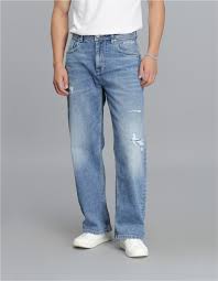 med blue 5 pocket midrise loose fit cropped jeans