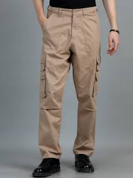 men 2 cotton relaxed fit cargo trousers, brown khakhi men 2 cotton relaxed fit cargo trousers, brown khakhi