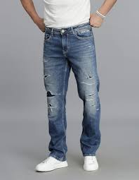 med blue 5 pocket mid rise slim straight fit jeans