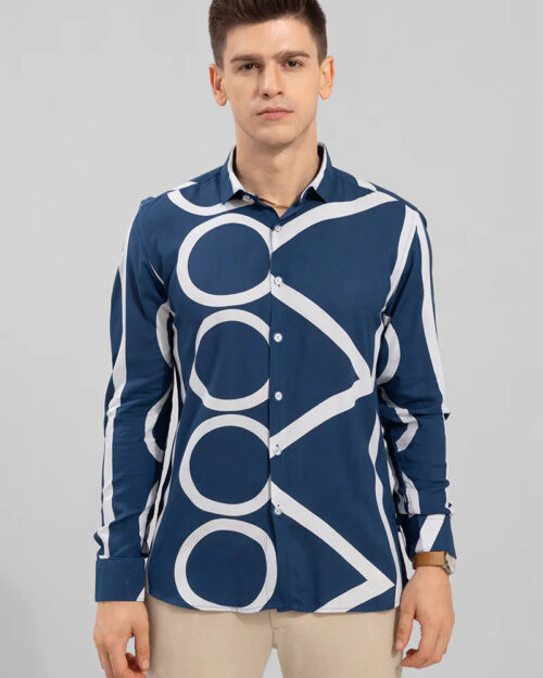 Home abstract circle blue shirts – bold artistic casual style