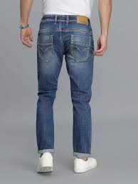 med blue 5 pocket low rise ankle length jeans