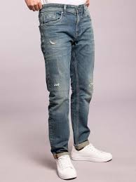 med blue 5 pocket low rise ankle length jeans
