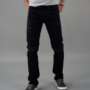 black 5 pocket mid rise slim straight fit jeans