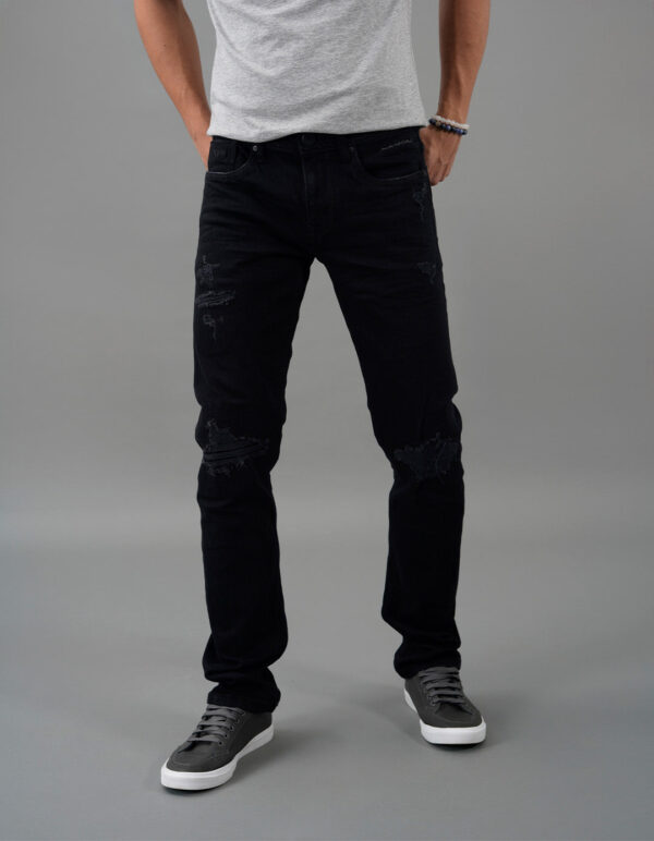 black 5 pocket mid rise slim straight fit jeans