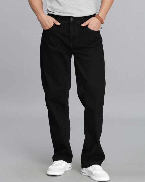 black 5 pocket midrise, comfort straight fit cropped jeans