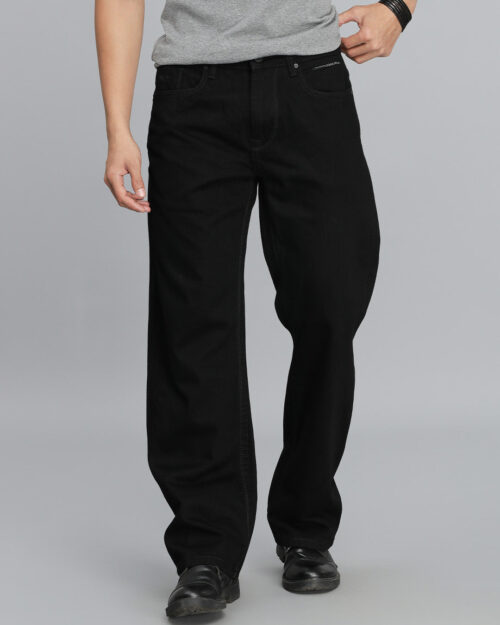 Home black 5 pocket midrise loose fit jeans