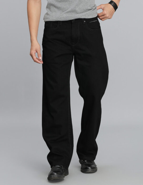 black 5 pocket midrise loose fit jeans