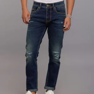 dk blue 5 pocket low rise ankle length jeans