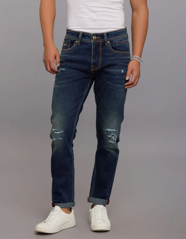 dk blue 5 pocket low rise ankle length jeans