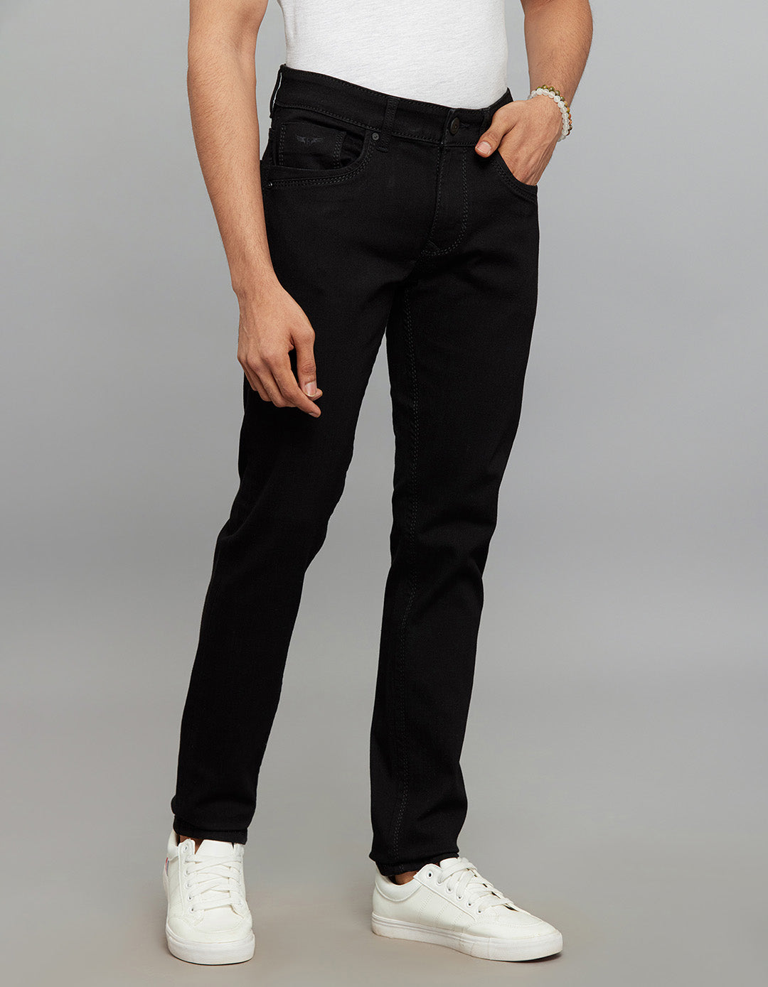 black 5 pocket mid rise slim straight fit stretch jeans black 5 pocket mid rise slim straight fit stretch jeans