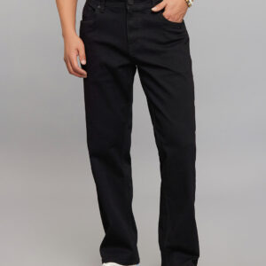 black 5 pocket cropped mid rise, comfort & straight fit stretch jeans