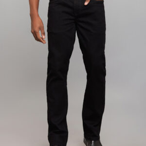 black 5 pocket mid rise loose boot leg stretch jeans