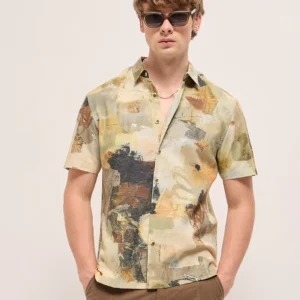 russet brown structure knit shirt