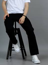 men 2 cotton relaxed fit cargo trousers, black khakhi men 2 cotton relaxed fit cargo trousers, black khakhi