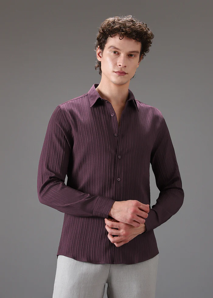 wine structured striped shirt wine structured striped shirt