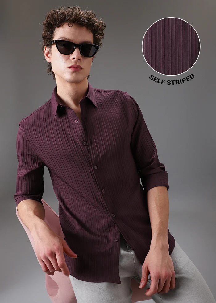 wine structured striped shirt wine structured striped shirt
