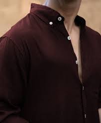 wine linen blend shirt