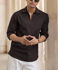 dark grey structured regular fit shirt