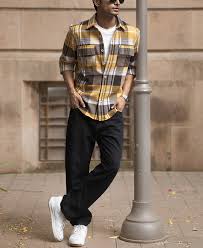 mustard checks shirt with pockets mustard checks shirt with pockets