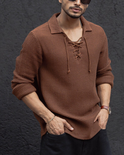 brown regular fit full sleeves shirt
