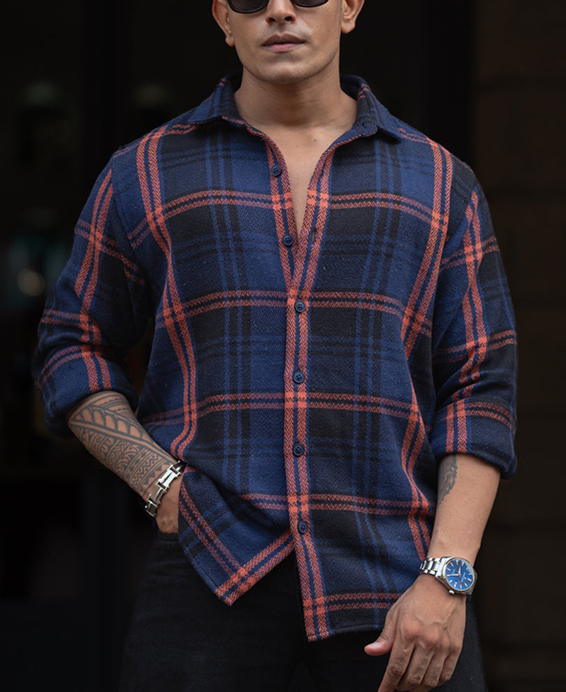 blue and orange checks regular fit full sleeves shirt blue and orange checks regular fit full sleeves shirt