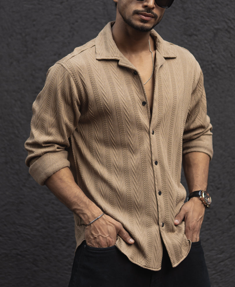 beige structured regular fit shirt beige structured regular fit shirt