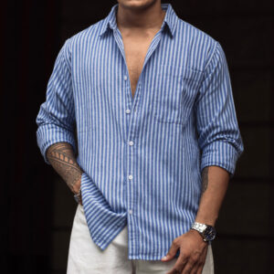 blue stripes full sleeves shirt