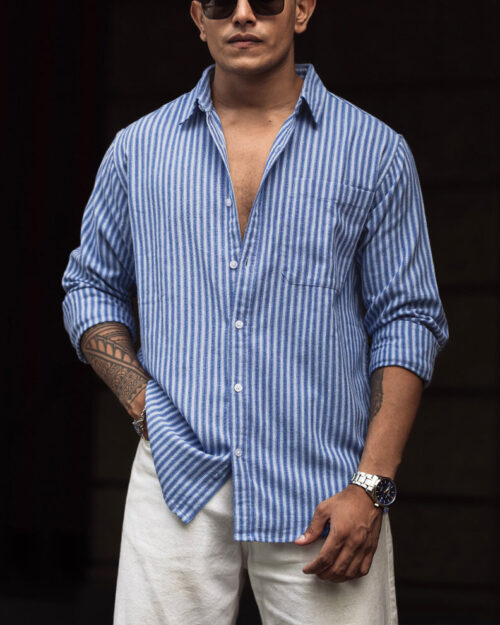 blue stripes full sleeves shirt