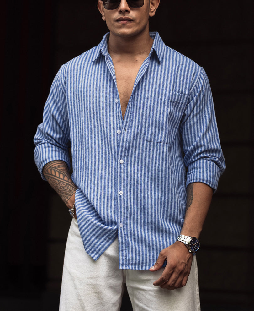 blue stripes full sleeves shirt blue stripes full sleeves shirt