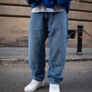 blue baggy fit basic denim jeans