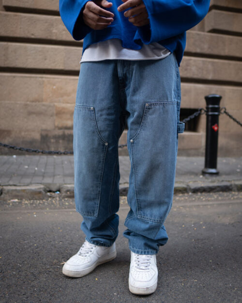 blue baggy fit basic denim jeans