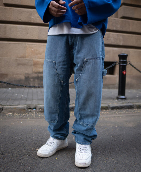 blue baggy fit basic denim jeans