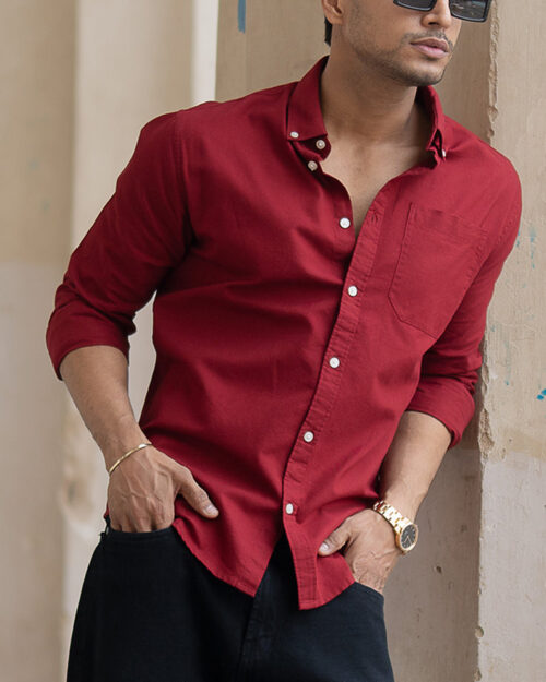brick red oxford shirt