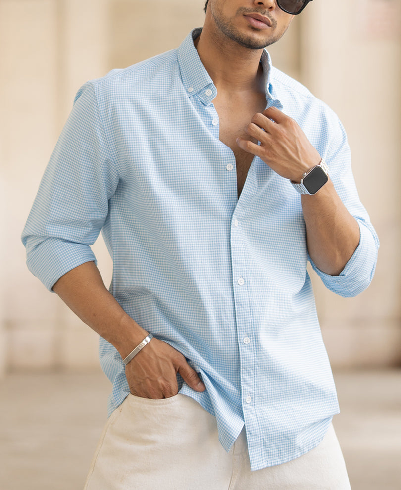 blue micro checked shirt blue micro checked shirt