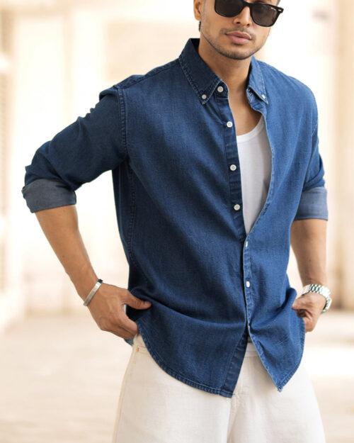 blue denim shirt