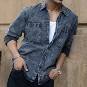 carbon black regular fit full sleeves shirt