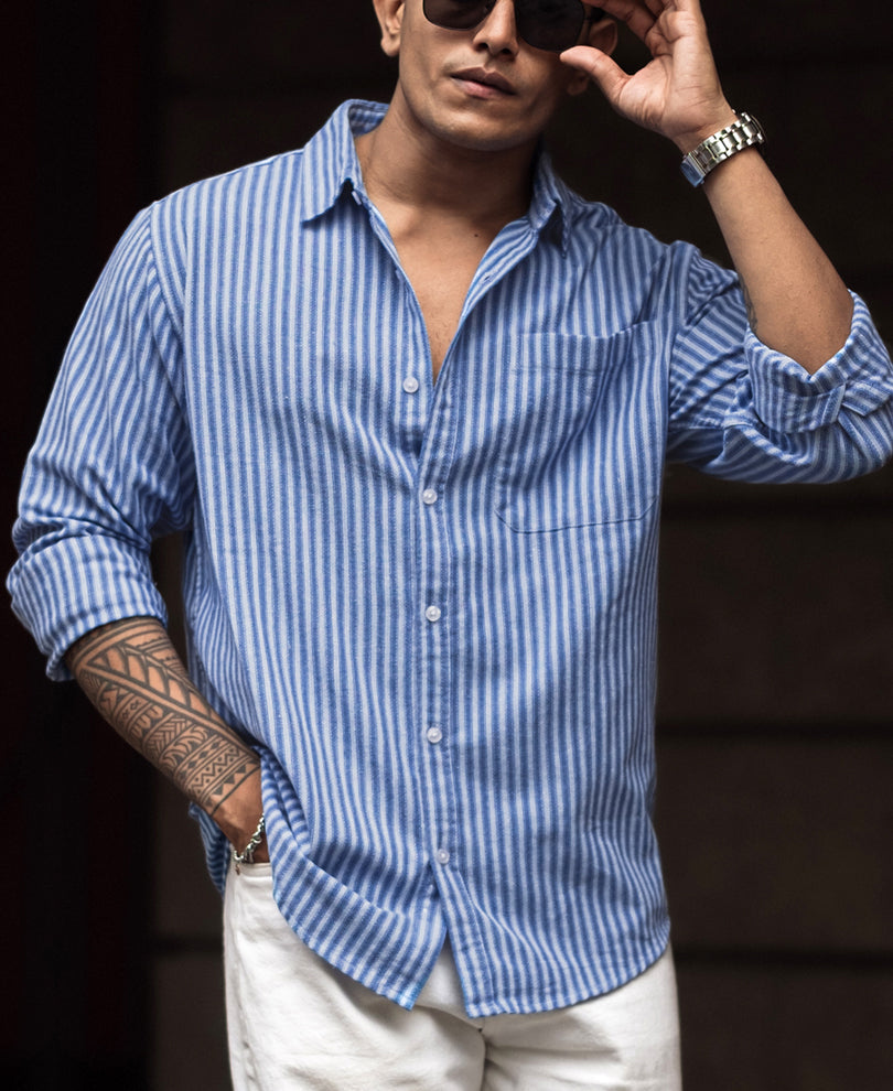 blue stripes full sleeves shirt blue stripes full sleeves shirt