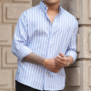 blue lightweight striped shirt