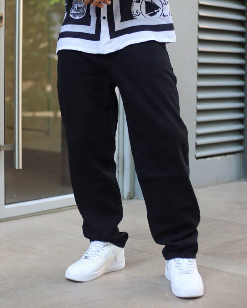 black solid washed baggy fit denim jeans