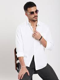 white slub textured shirt