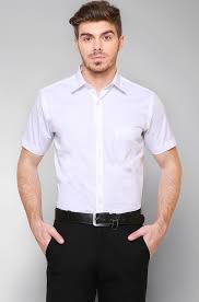 white structured half sleeves shirt