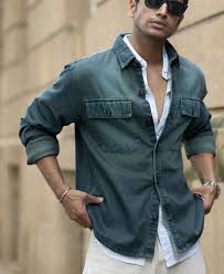 tinted blue denim overshirt